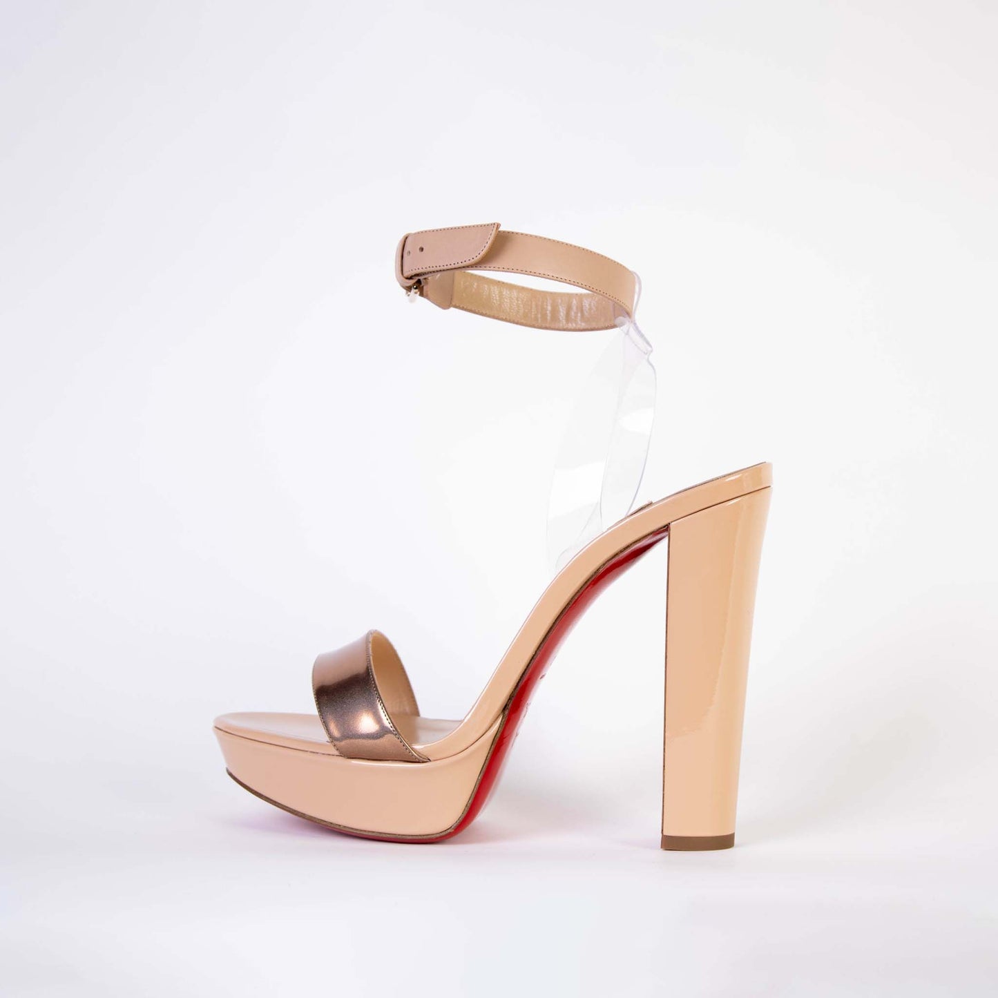 Christian Louboutin Elegant Pink Patent Leather Sandals with Cherry Heel