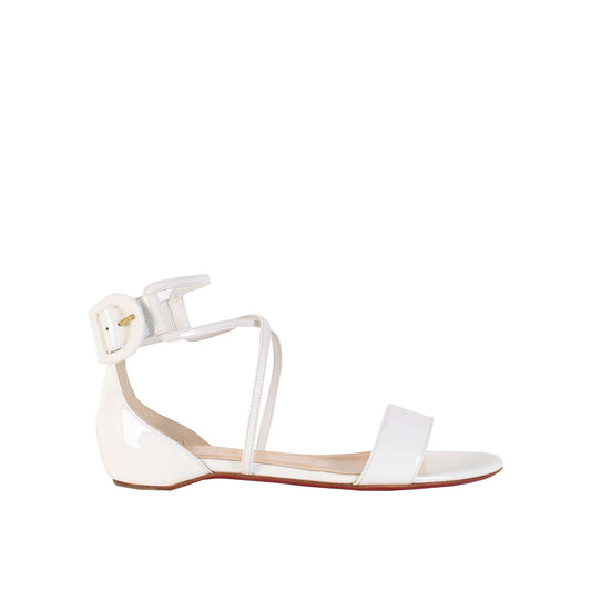 Christian Louboutin Chic White Patent Leather Flat Sandals