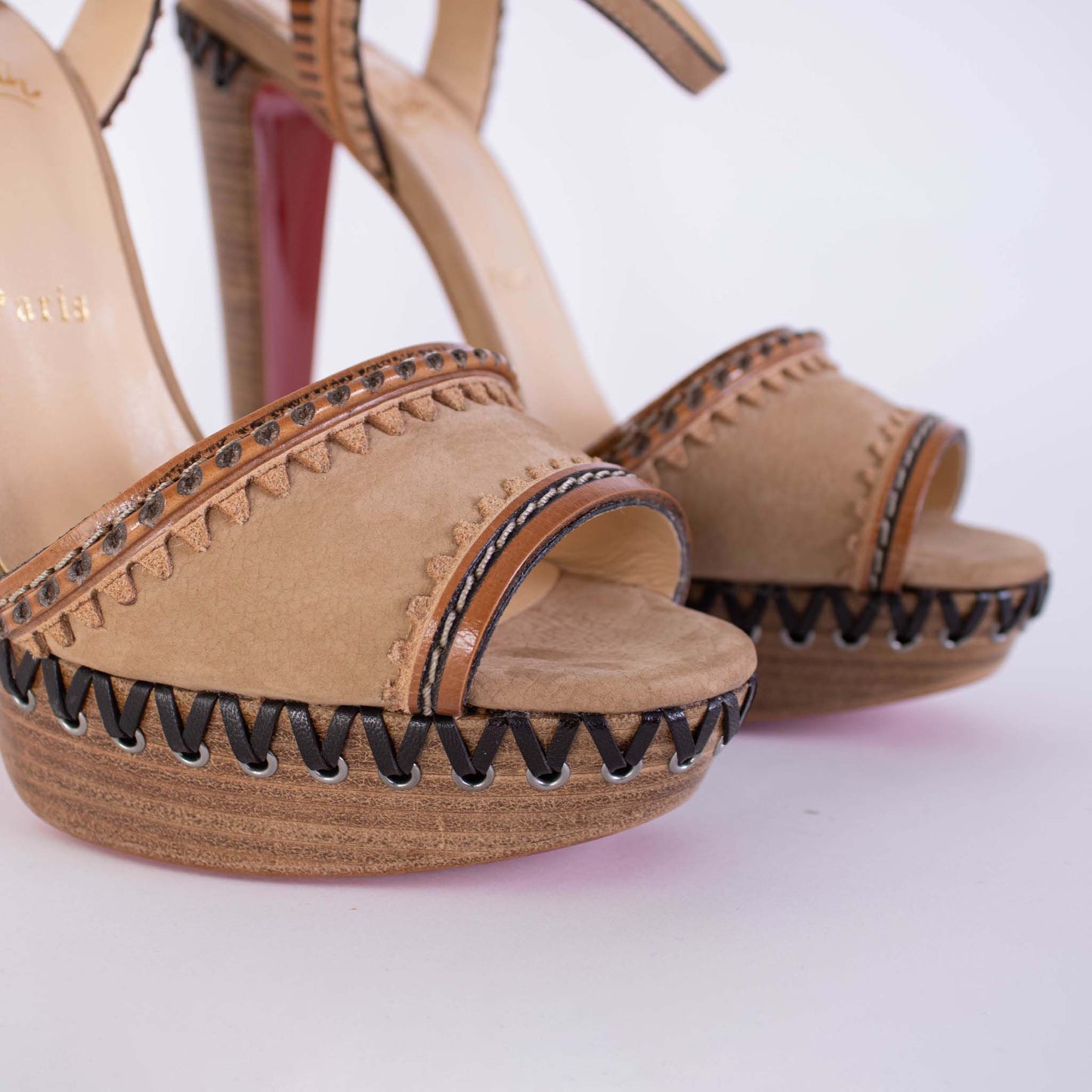 Christian Louboutin Chic Beige High-Heel Suede Sandals