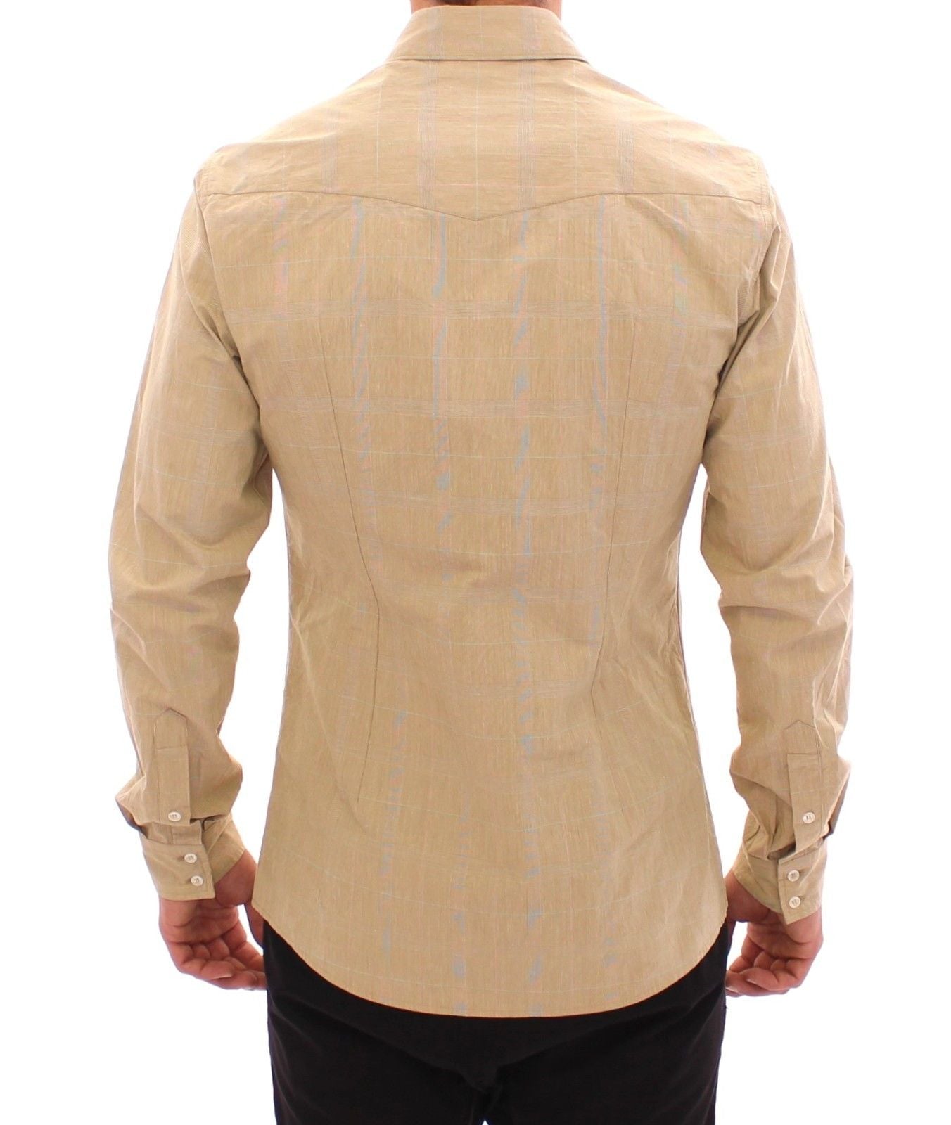 Dolce & Gabbana Elegant Sicilia Beige Checkered Casual Shirt