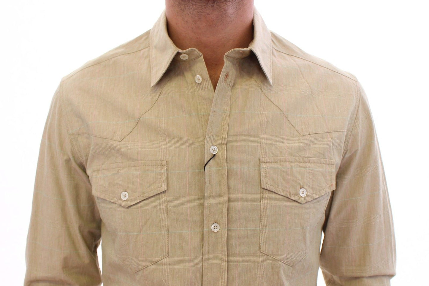 Dolce & Gabbana Elegant Sicilia Beige Checkered Casual Shirt