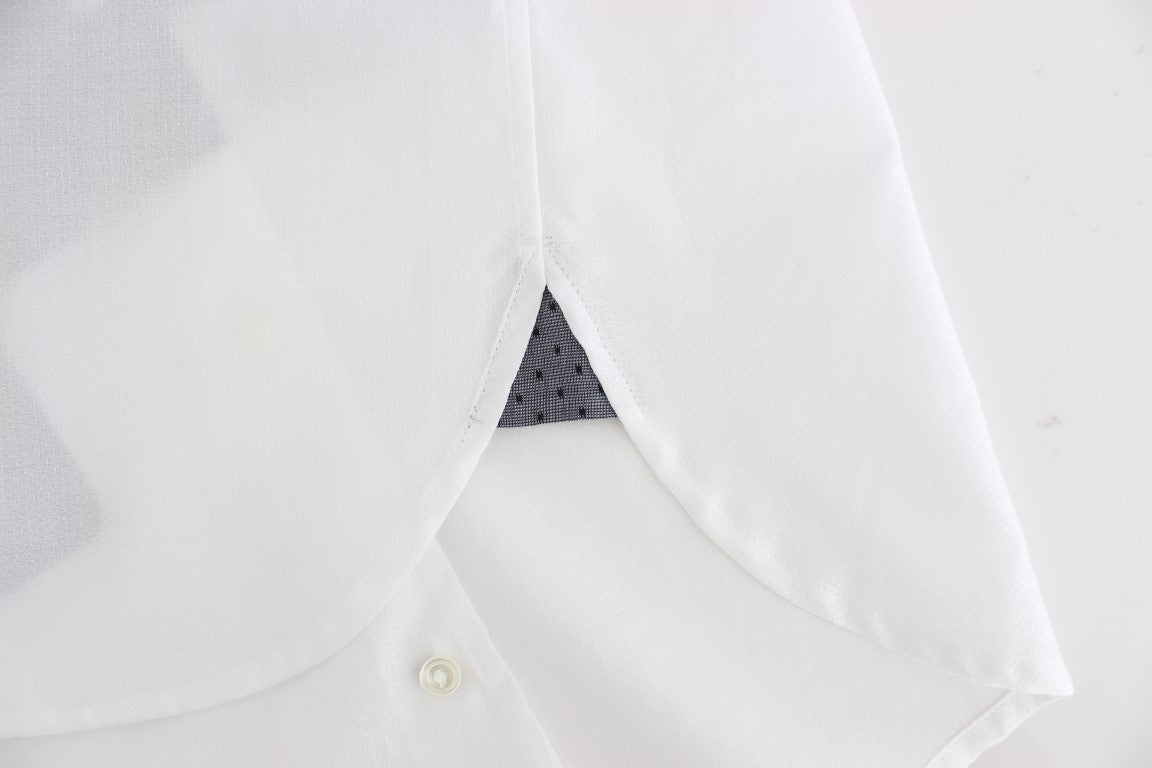 Dolce & Gabbana Elegant White & Gray Dotted Cotton Shirt