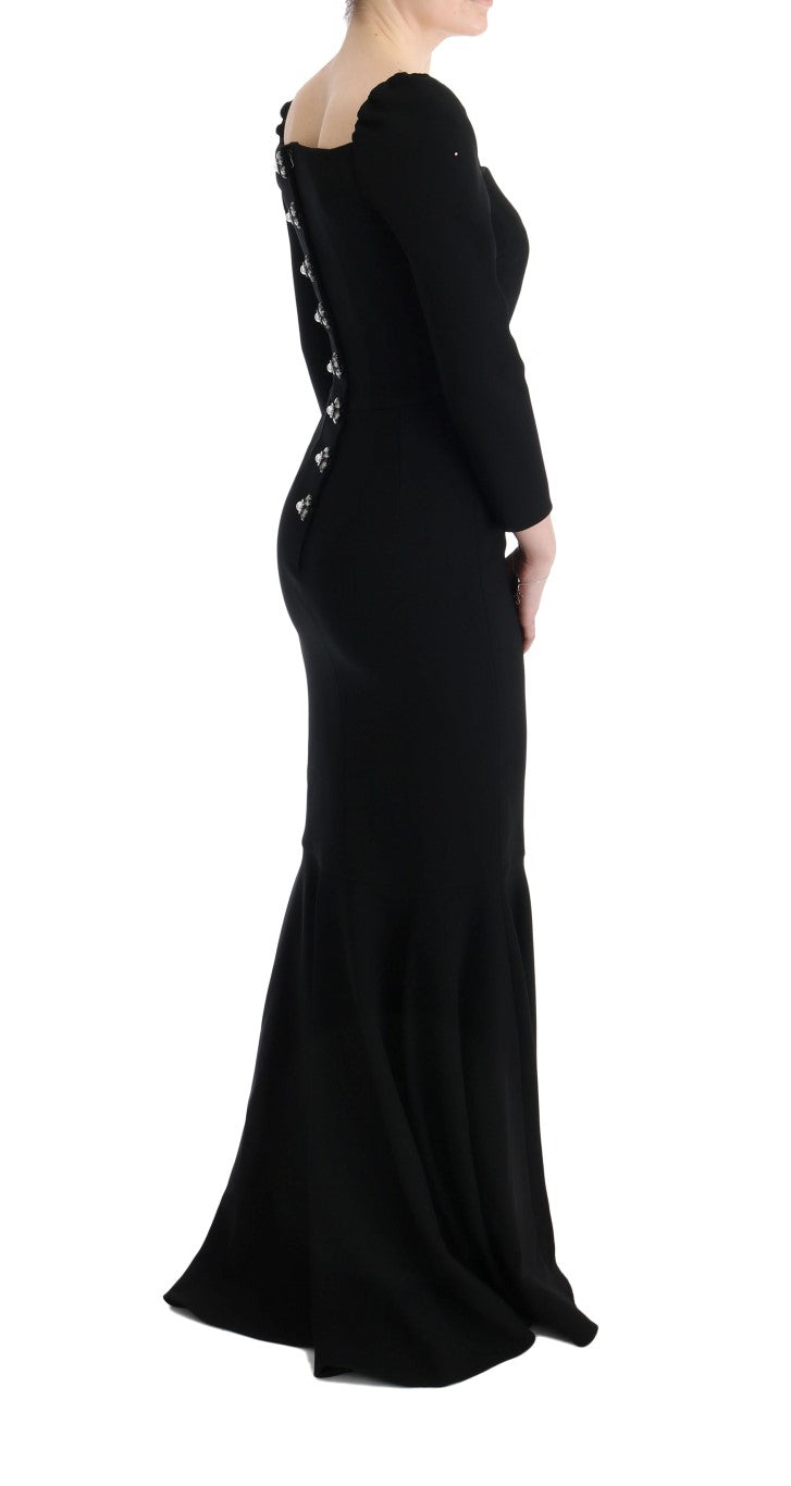 Dolce & Gabbana Elegant Black Sheath Gown with Crystals