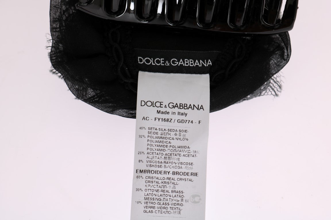 Dolce & Gabbana Glamorous Floral Lace Crystal Hair Claw