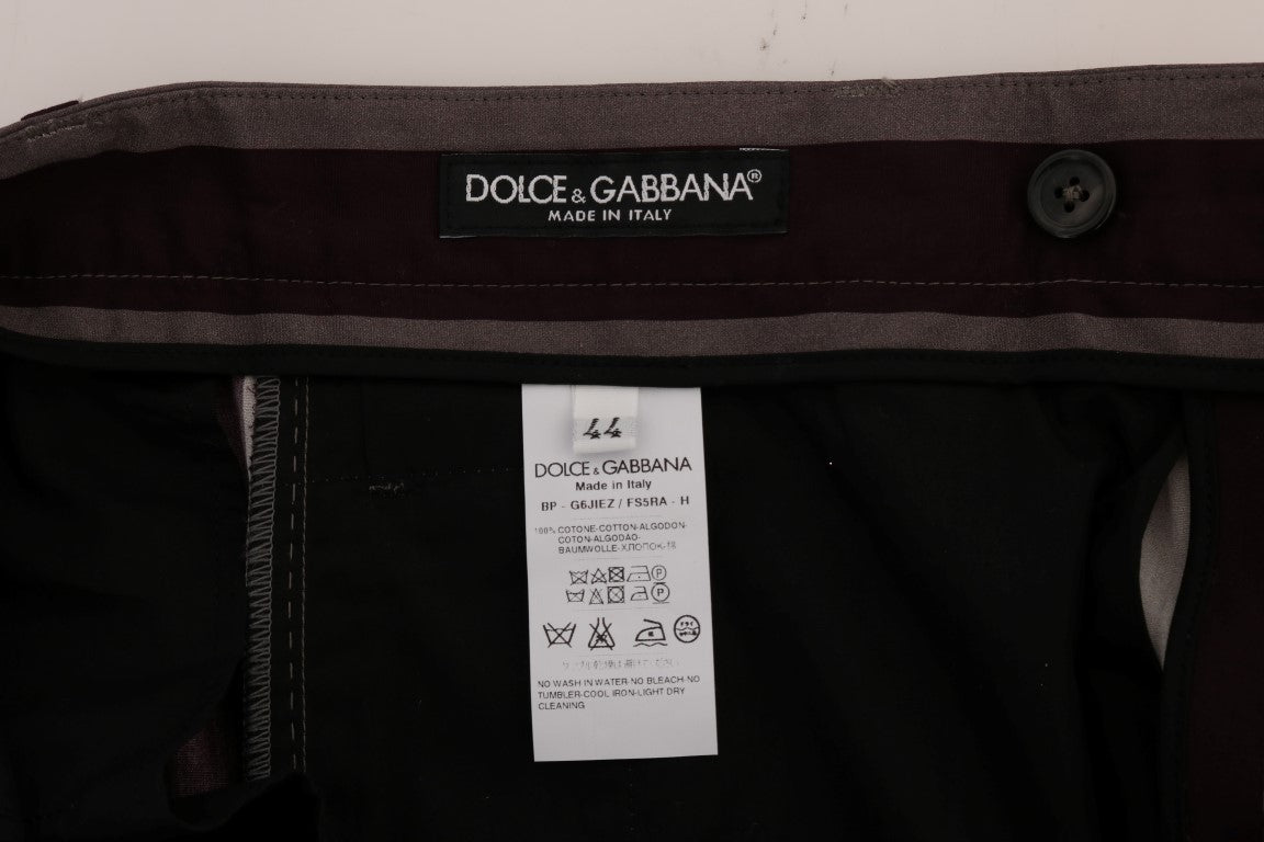 Dolce & Gabbana Gray Purple Striped Cotton Shorts