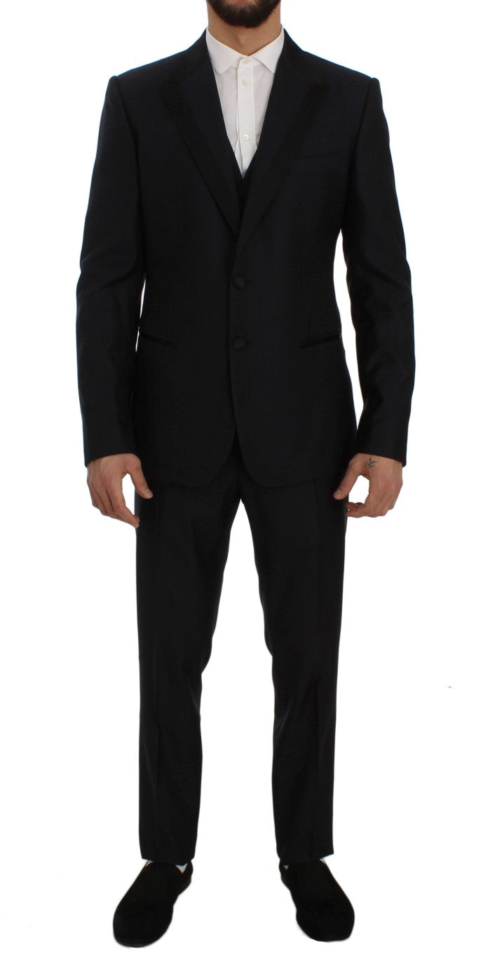 Dolce & Gabbana Elegant Blue Slim Fit Three-Piece Suit