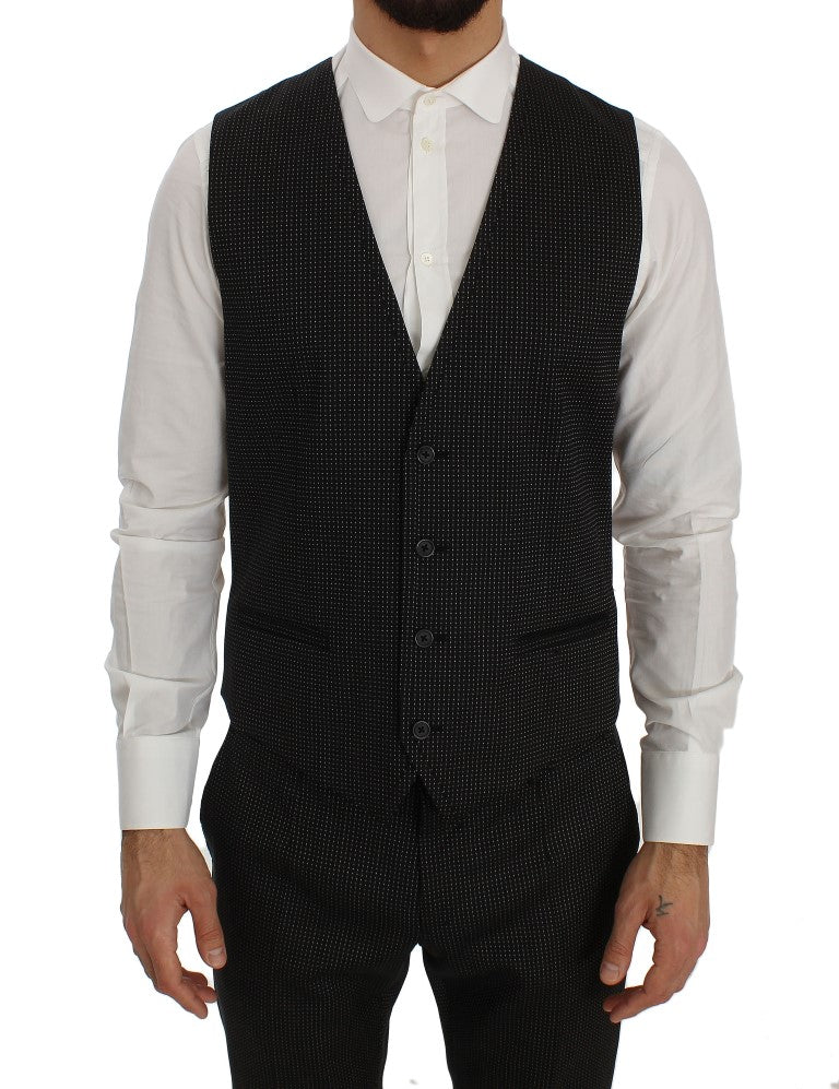 Dolce & Gabbana Elegant Gray Polka Dotted Slim Fit Suit