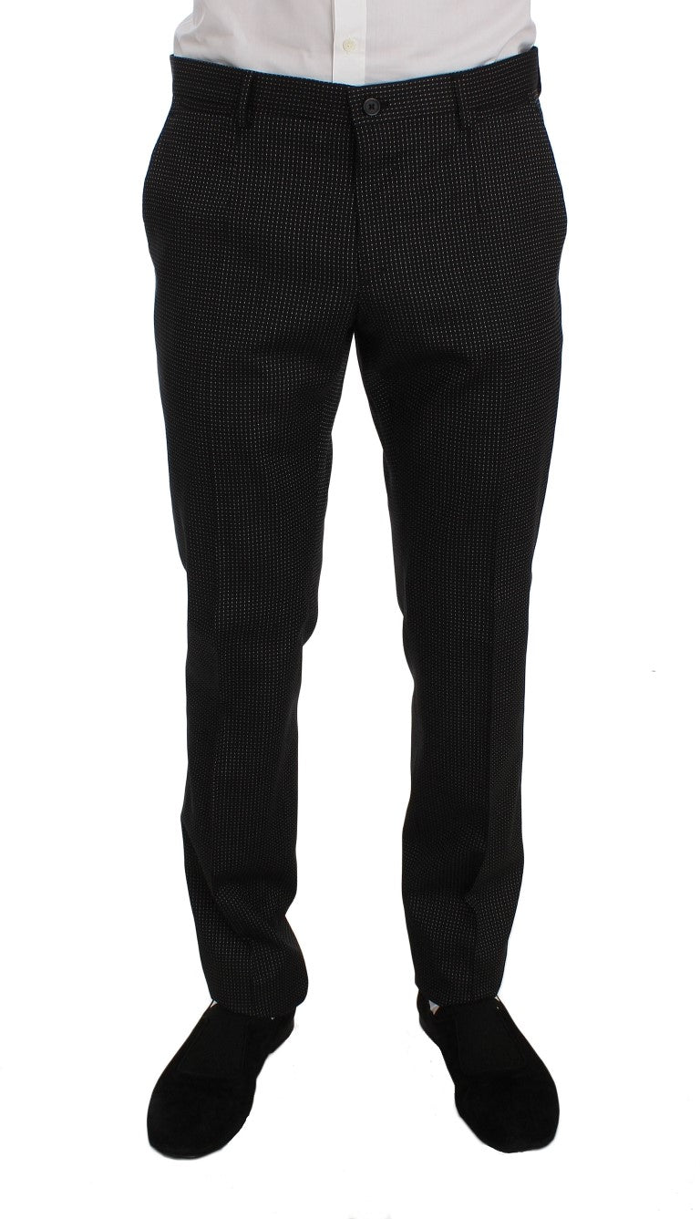 Dolce & Gabbana Elegant Gray Polka Dotted Slim Fit Suit