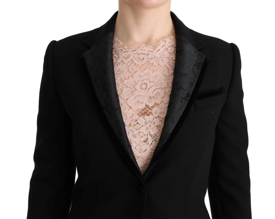 Dolce & Gabbana Elegant Black Jacquard Slim Fit Blazer