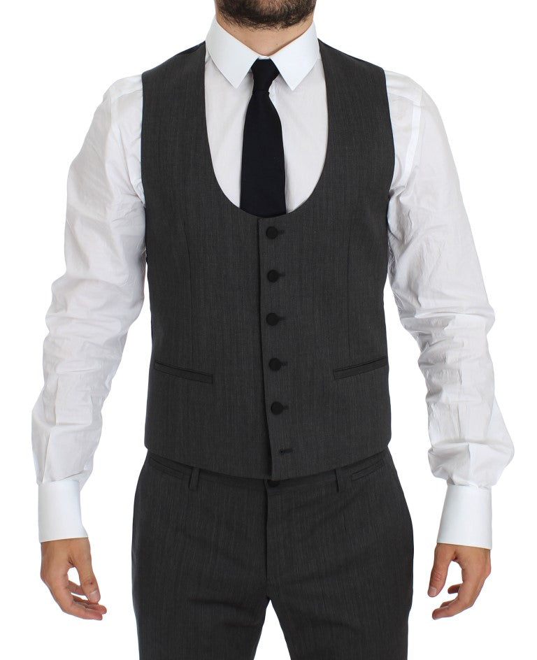 Dolce & Gabbana Elegant Gray Wool Stretch 3-Piece Suit