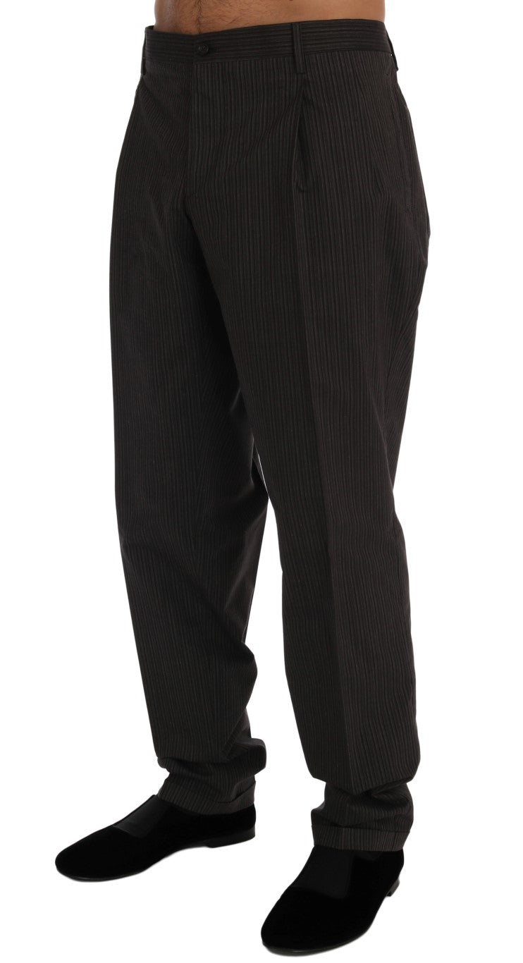 Dolce & Gabbana Chic Brown Striped Dress Trousers