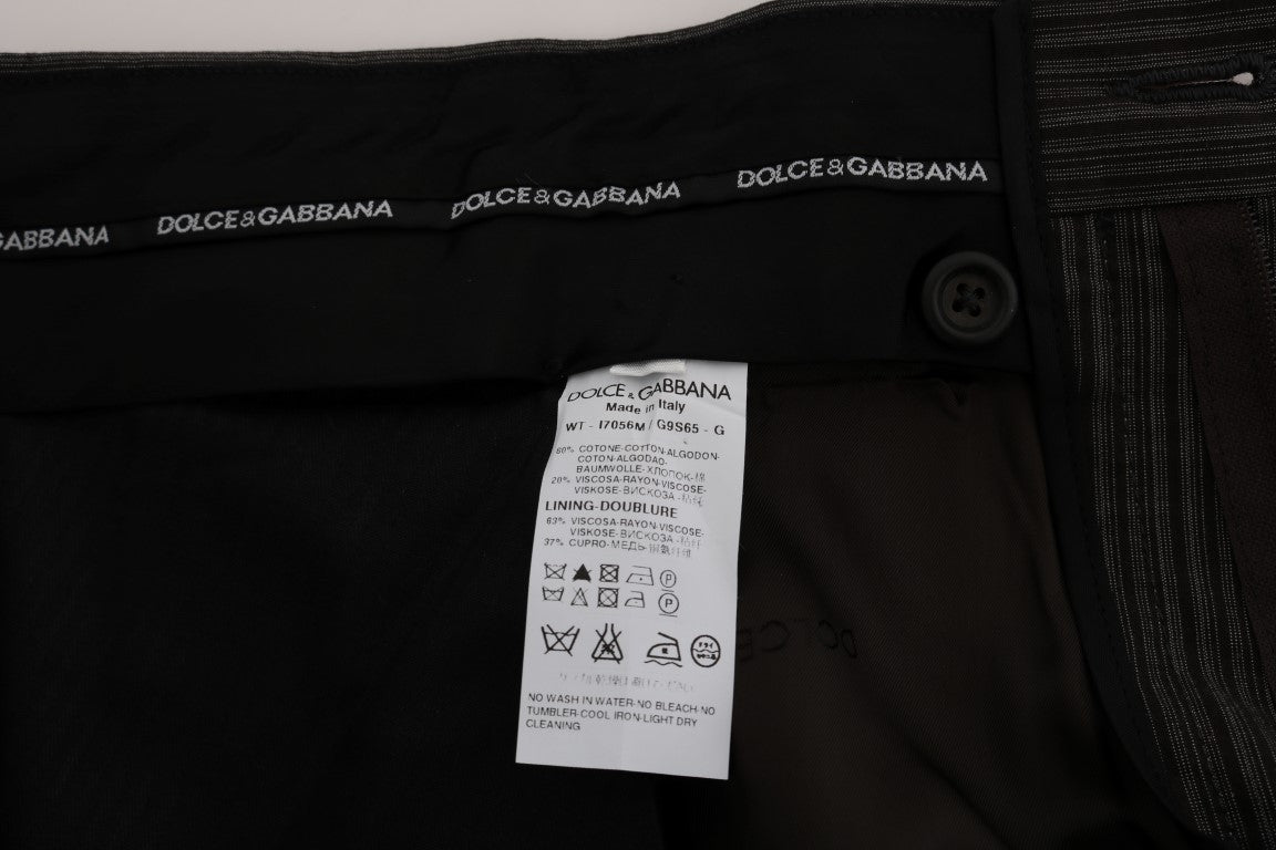 Dolce & Gabbana Chic Brown Striped Dress Trousers