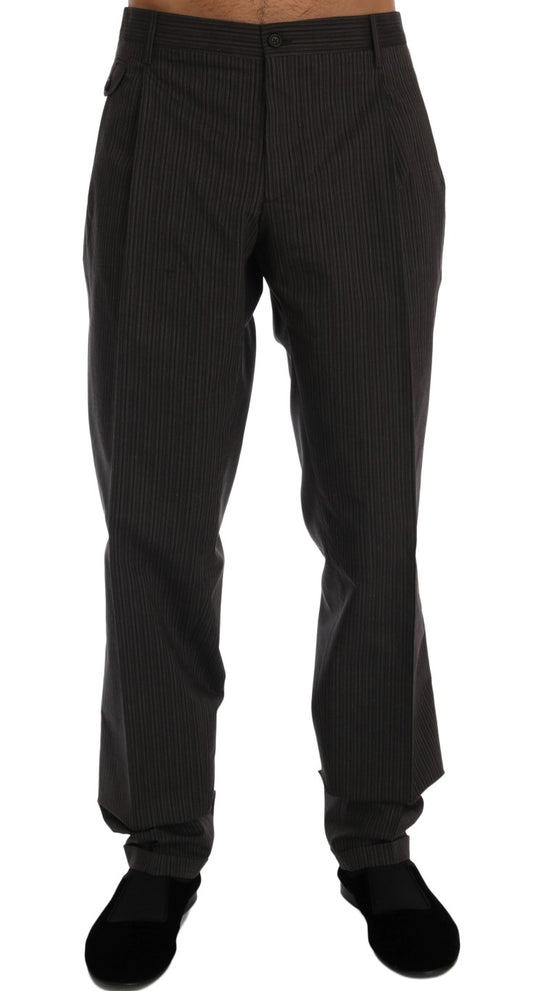 Dolce & Gabbana Chic Brown Striped Dress Trousers