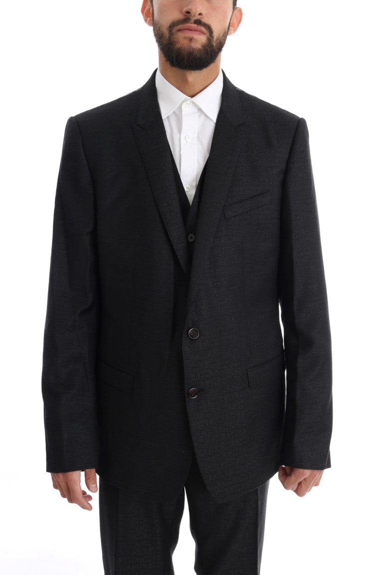 Dolce & Gabbana Elegant Gray Wool Three-Piece Suit