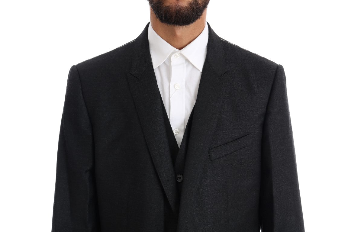 Dolce & Gabbana Elegant Gray Wool Three-Piece Suit