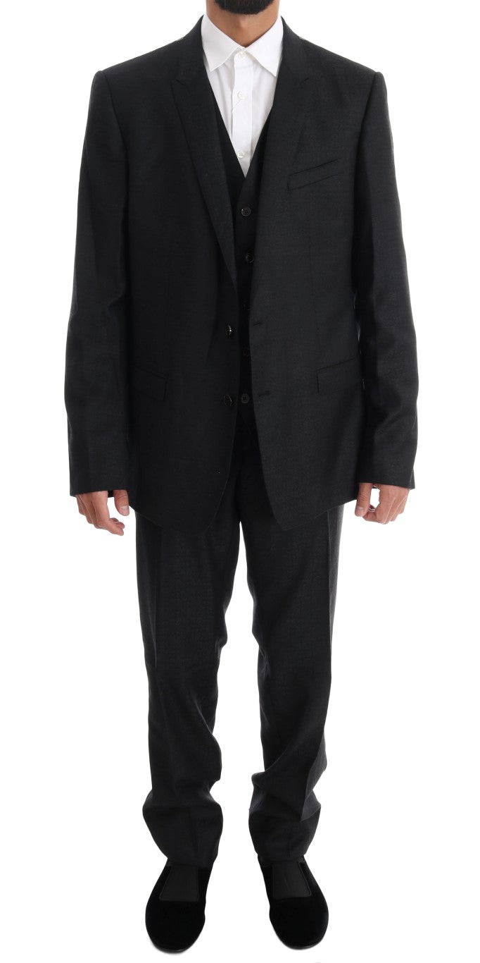 Dolce & Gabbana Elegant Gray Wool Three-Piece Suit