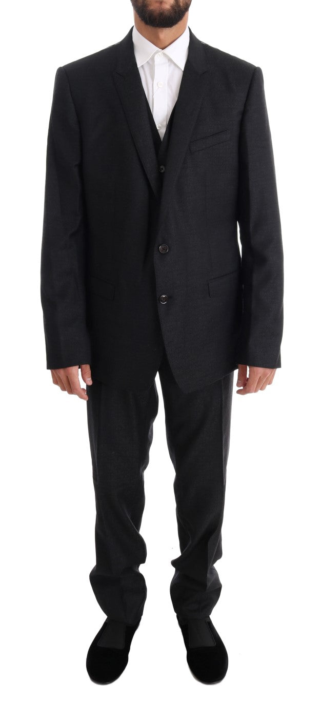 Dolce & Gabbana Elegant Gray Wool Three-Piece Suit