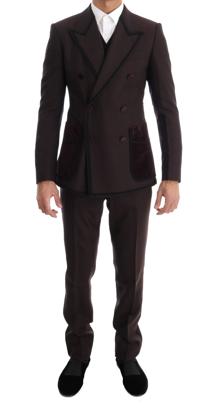 Dolce & Gabbana Bordeaux Sicilia Tuxedo - Opulent 3-Piece Suit