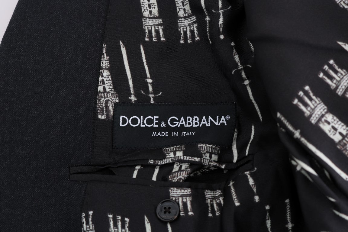 Dolce & Gabbana Elegant Gray Double Breasted Wool Suit