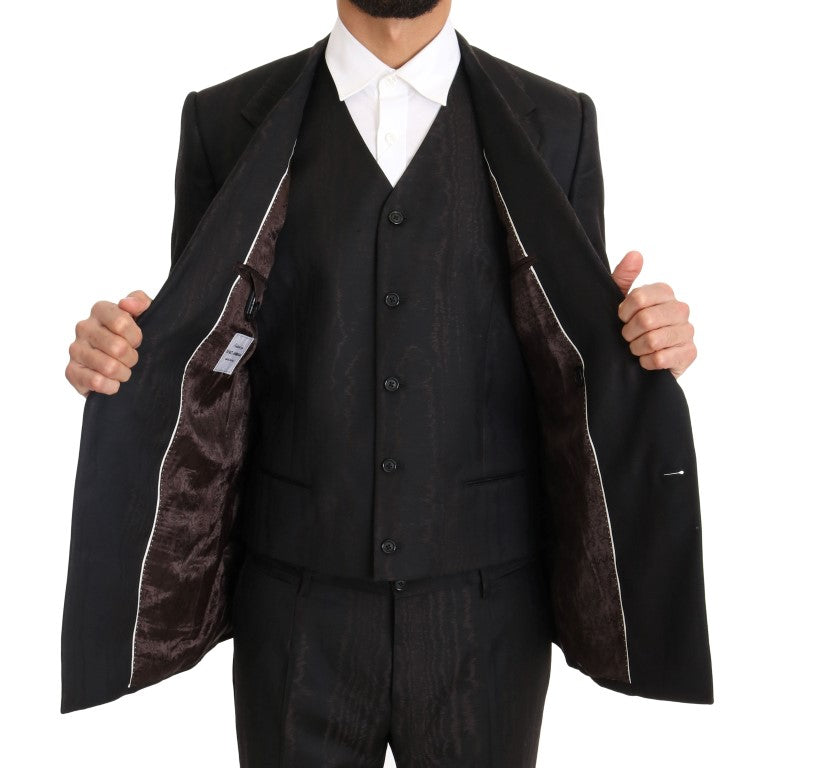 Dolce & Gabbana Elegant Brown Wool Three-Piece Suit