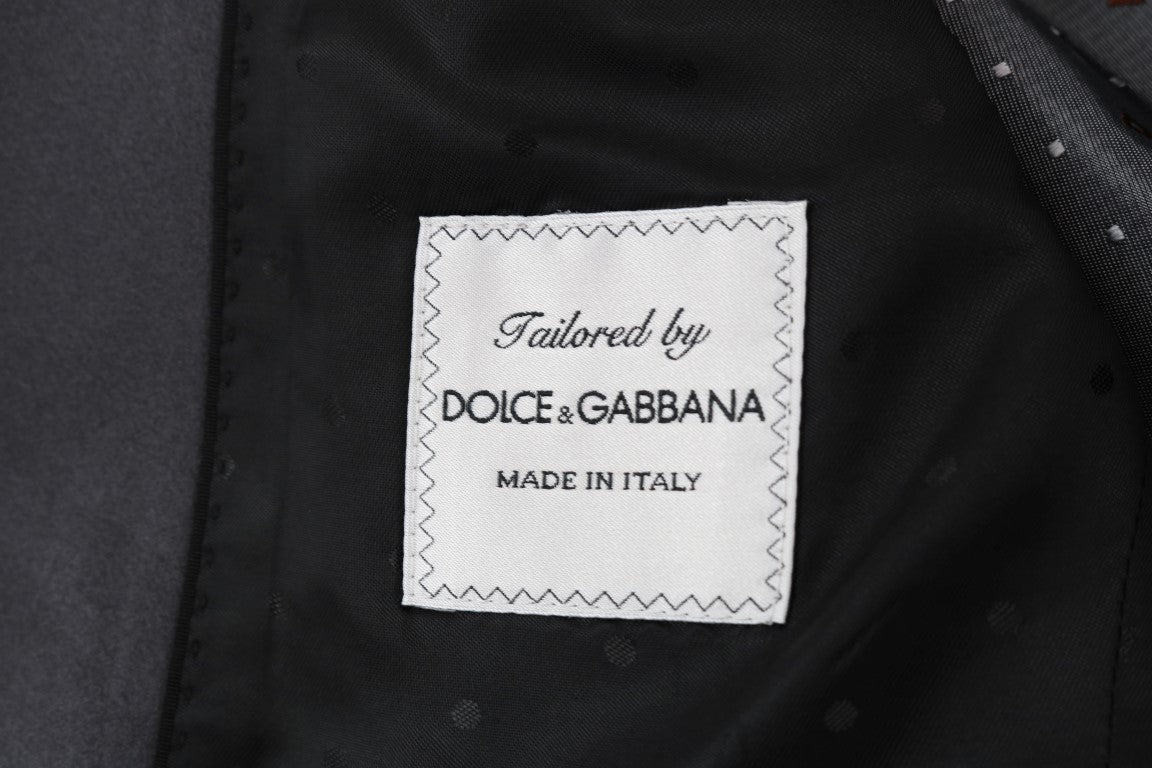 Dolce & Gabbana Silver Silk Baroque Single Breasted Suit