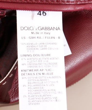 Dolce & Gabbana Elegant Bordeaux Leather Bomber Jacket