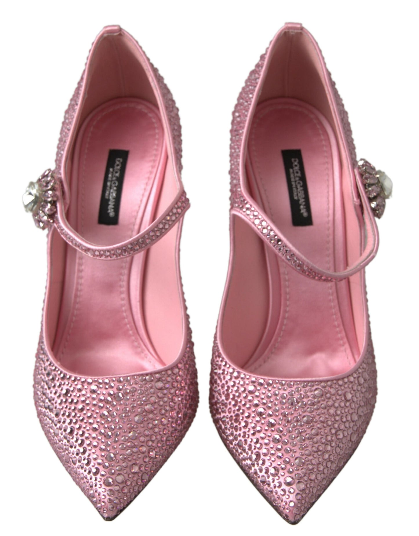 Dolce & Gabbana Pink Crystal Brooch Mary Jane Stilettos