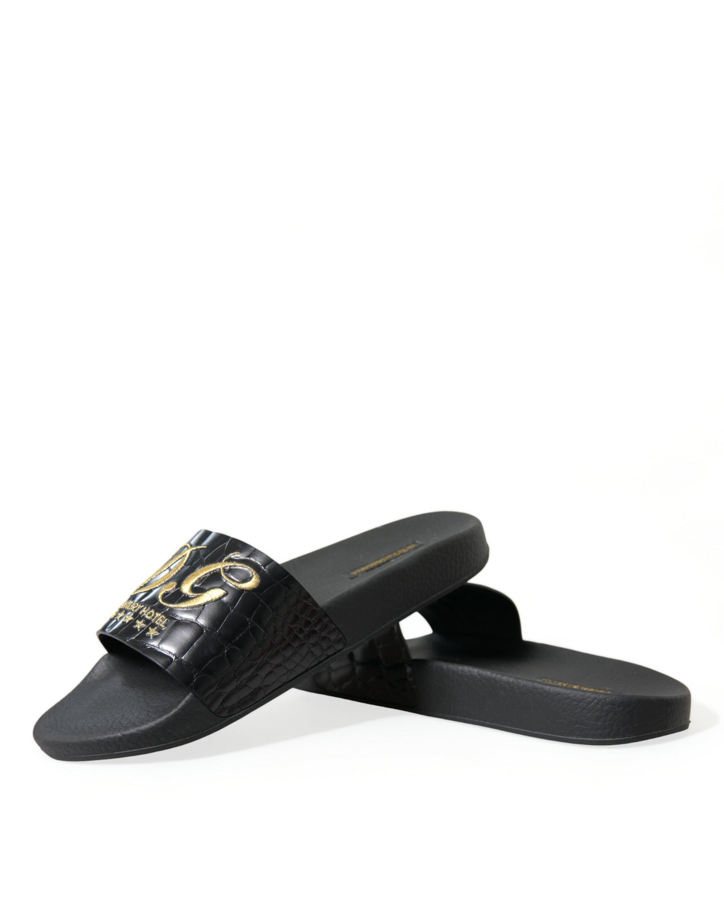 Dolce & Gabbana Black Luxury Hotel Beachwear Sandals Shoes