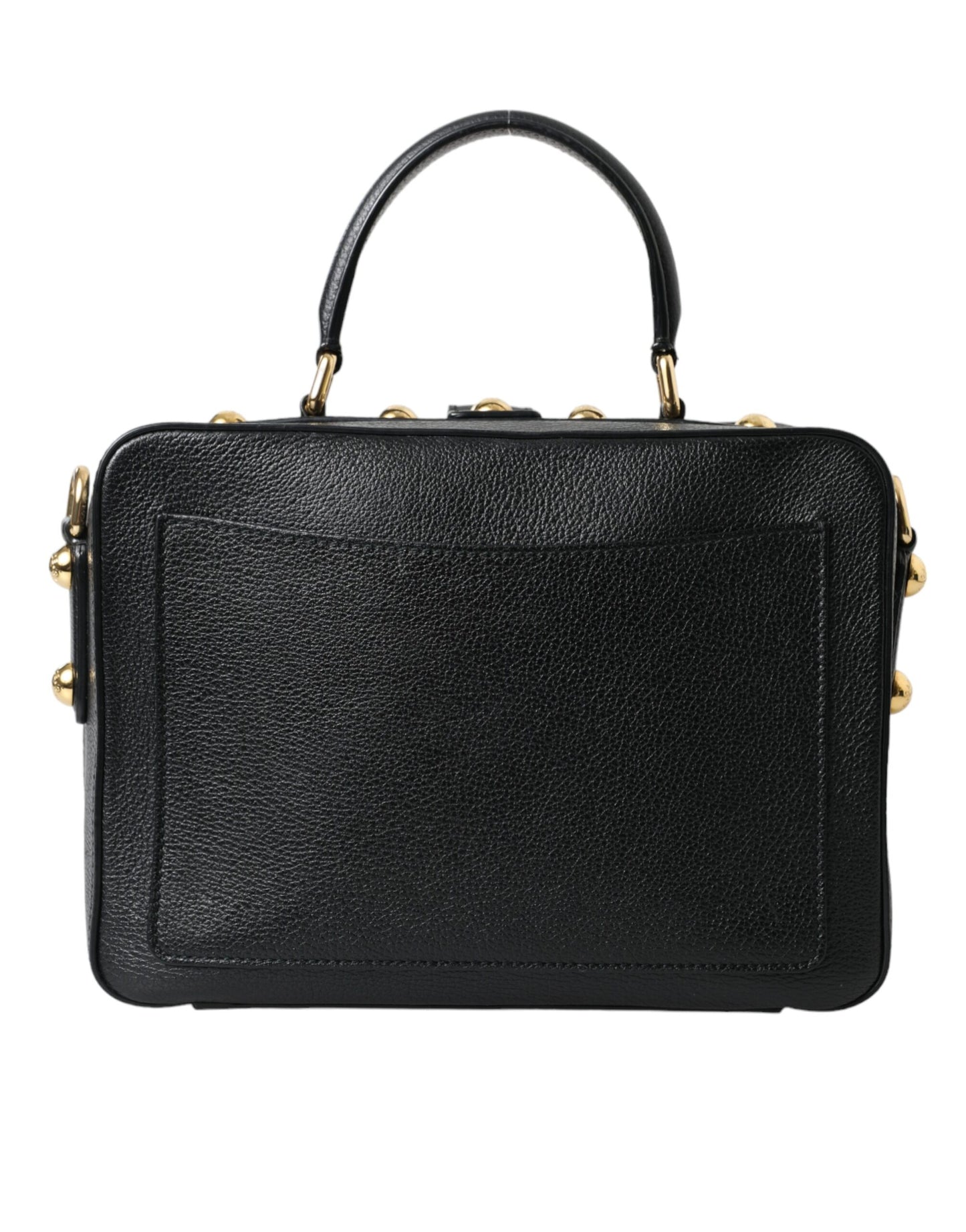 Dolce & Gabbana Black Leather Rosaria Box Top Handle Shoulder Bag