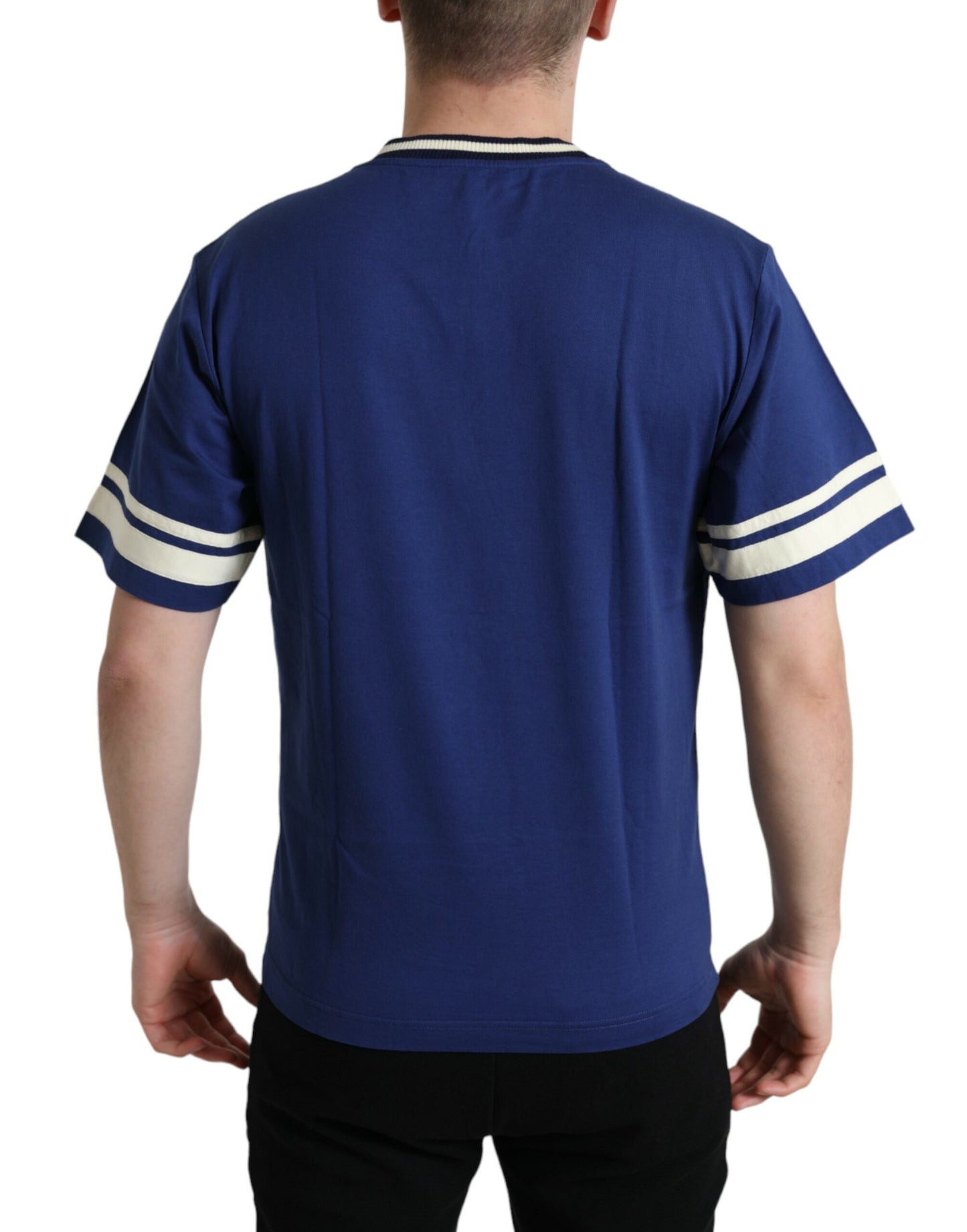 Dolce & Gabbana Blue Cotton DG Milano Crew Neck T-shirt