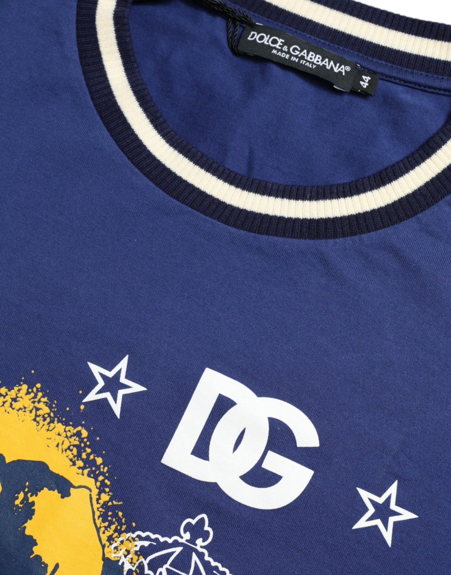 Dolce & Gabbana Blue Cotton DG Milano Crew Neck T-shirt