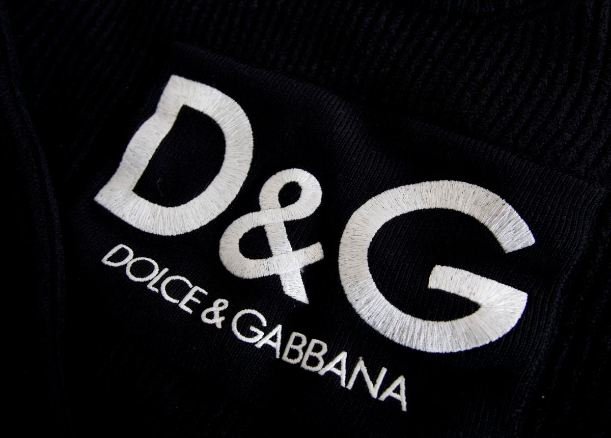 Dolce & Gabbana Black Embroidered Crew Neck Pullover Sweater