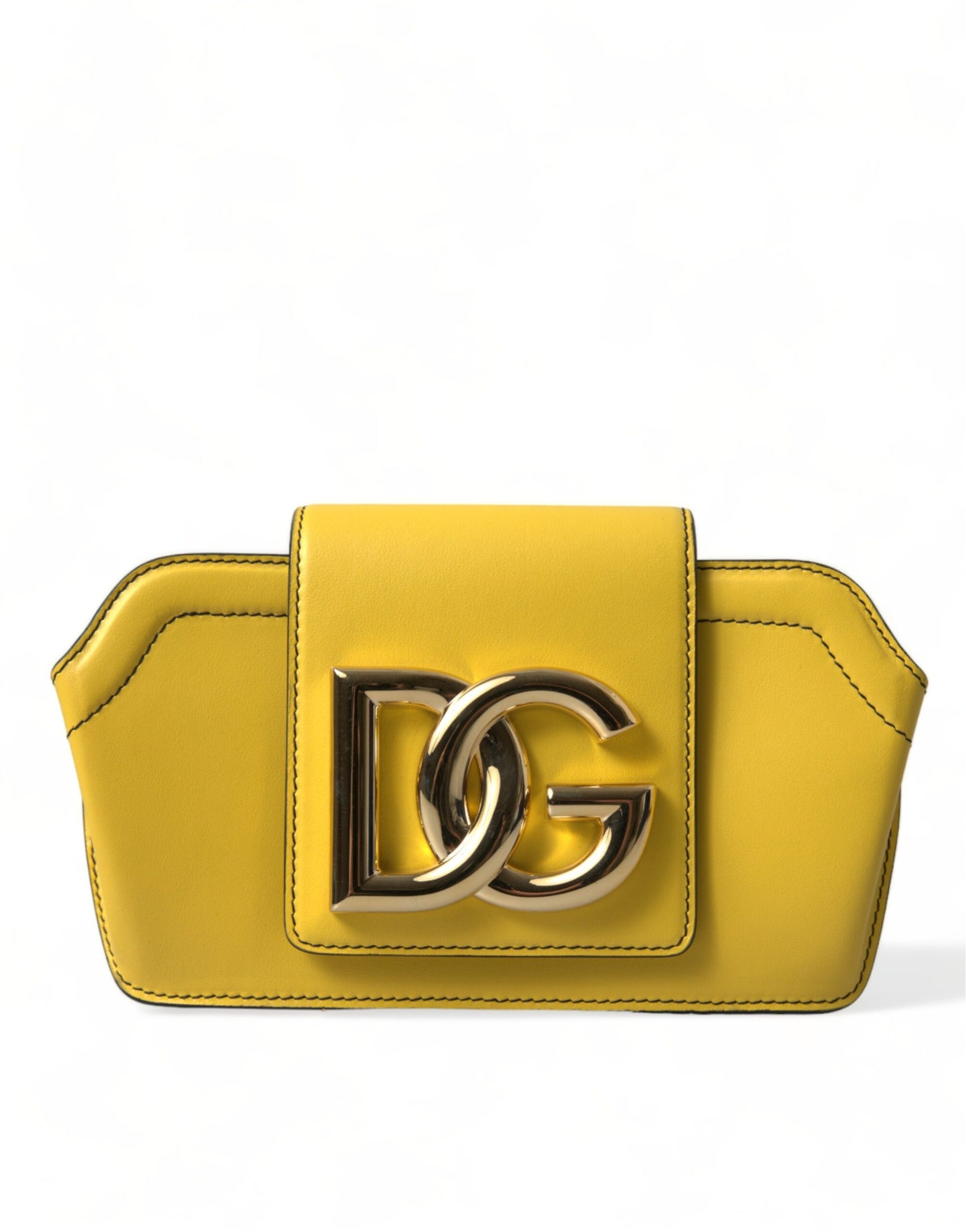 Dolce & Gabbana Yellow Leather DG Logo Eyewear Sunglasses Case Cover Bag