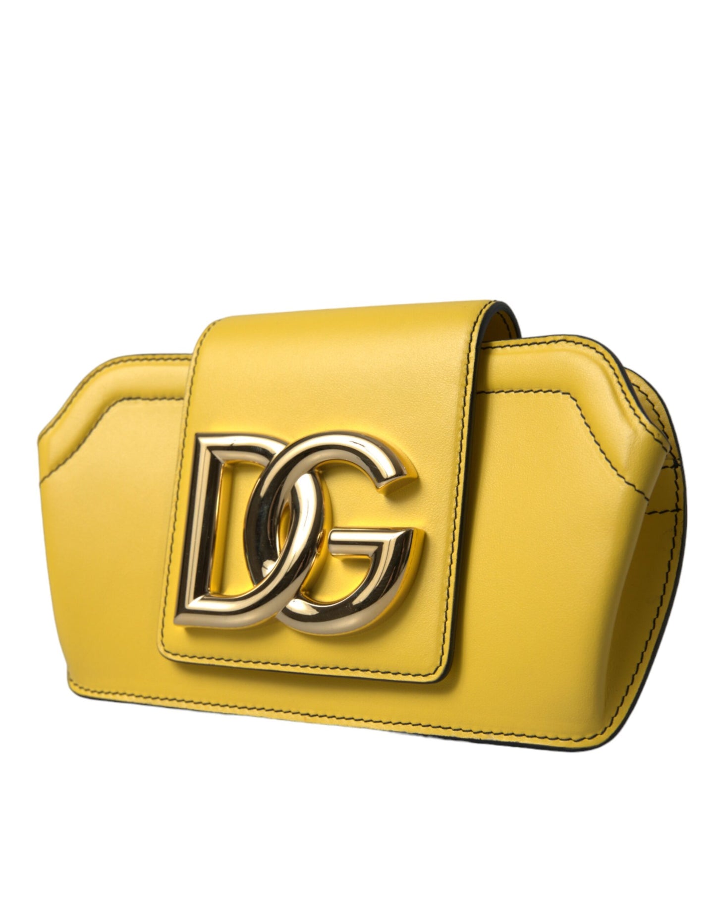 Dolce & Gabbana Yellow Leather DG Logo Eyewear Sunglasses Case Cover Bag