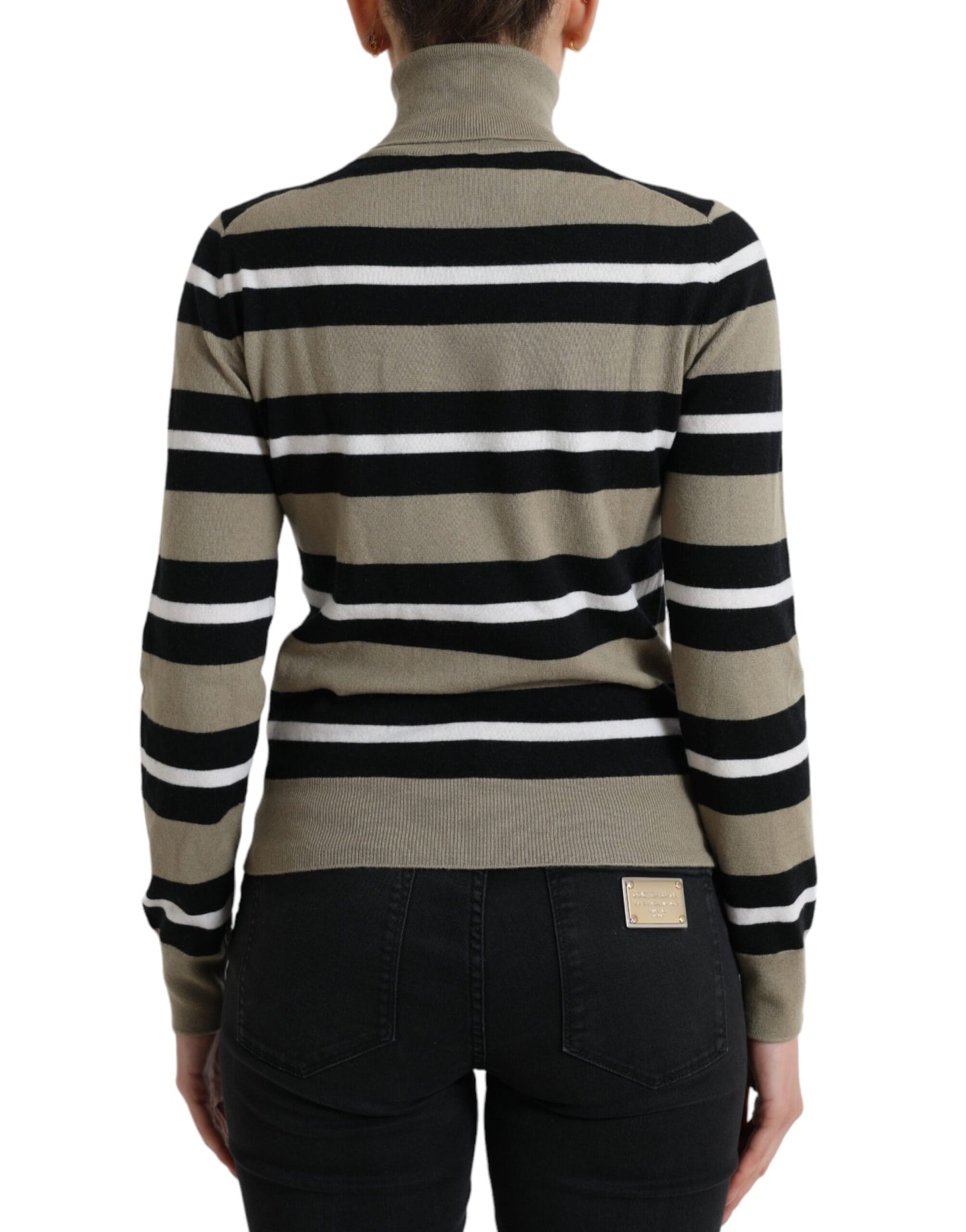 Dolce & Gabbana Multicolor Stripes Logo Turtle Neck Pullover Sweater