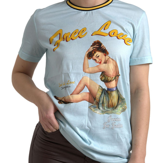 Dolce & Gabbana Elegant Light Blue Crew Neck T-Shirt