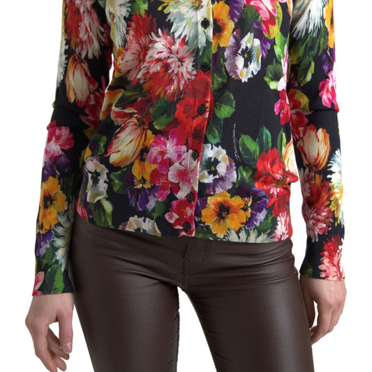 Dolce & Gabbana Multicolor Silk Button Down Cardigan Sweater