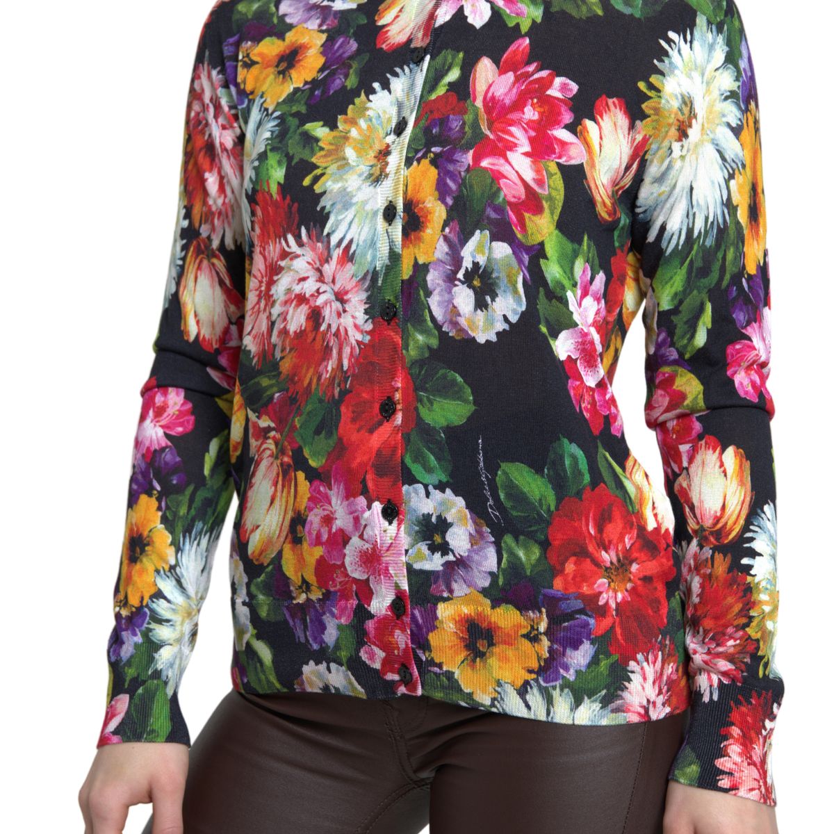 Dolce & Gabbana Multicolor Silk Button Down Cardigan Sweater