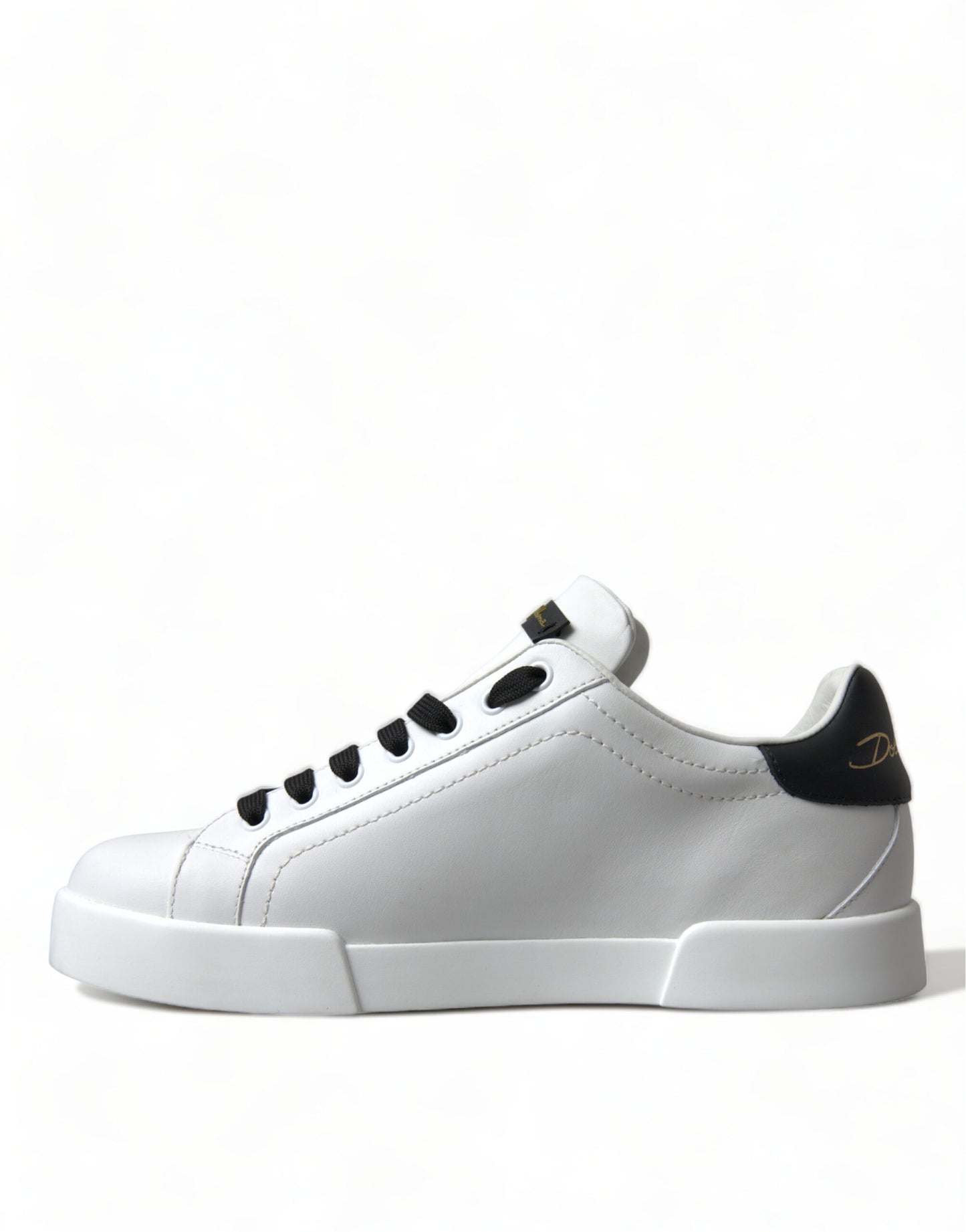 Dolce & Gabbana White Black Portofino Leather Shoes Sneakers