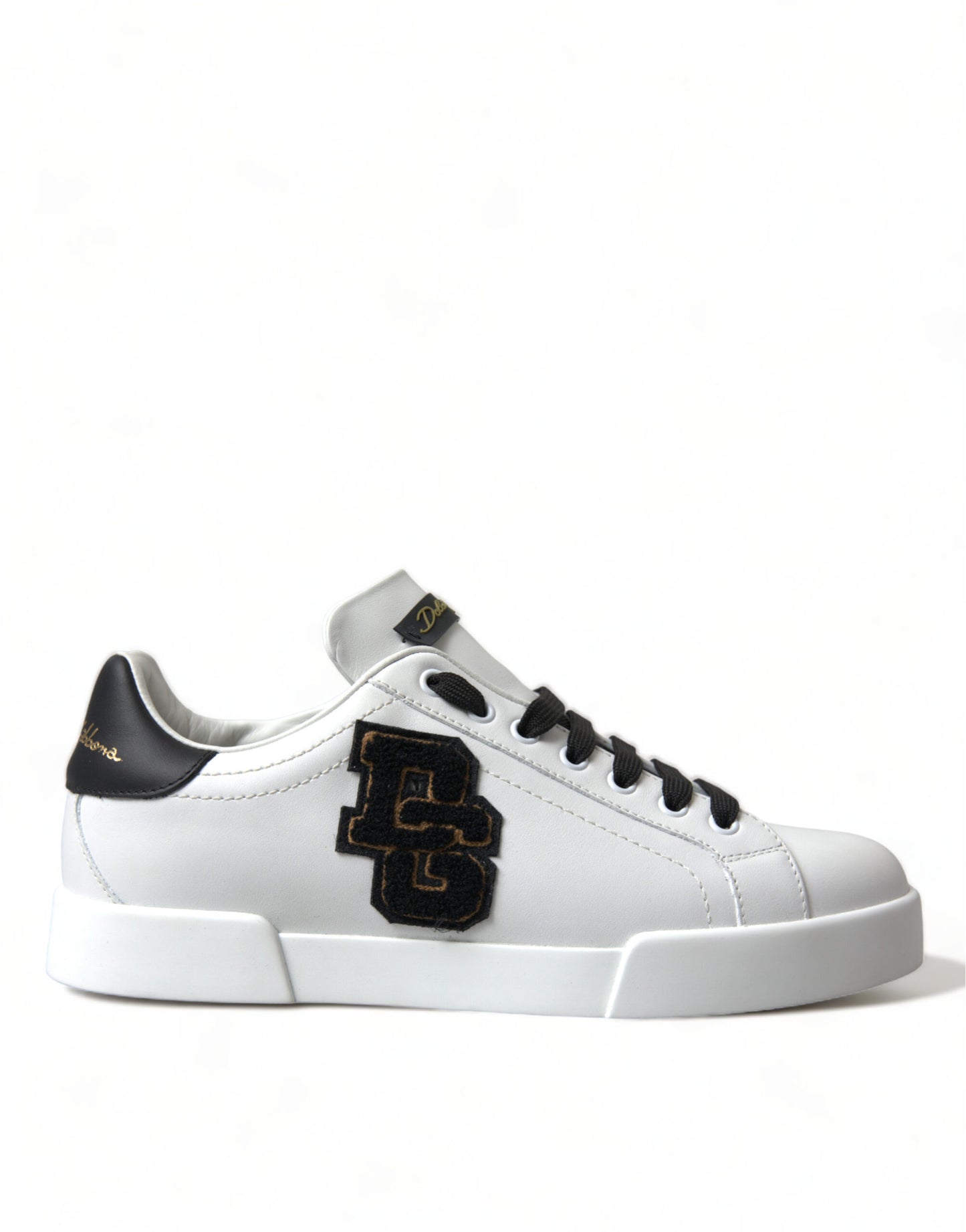 Dolce & Gabbana White Black Portofino Leather Shoes Sneakers