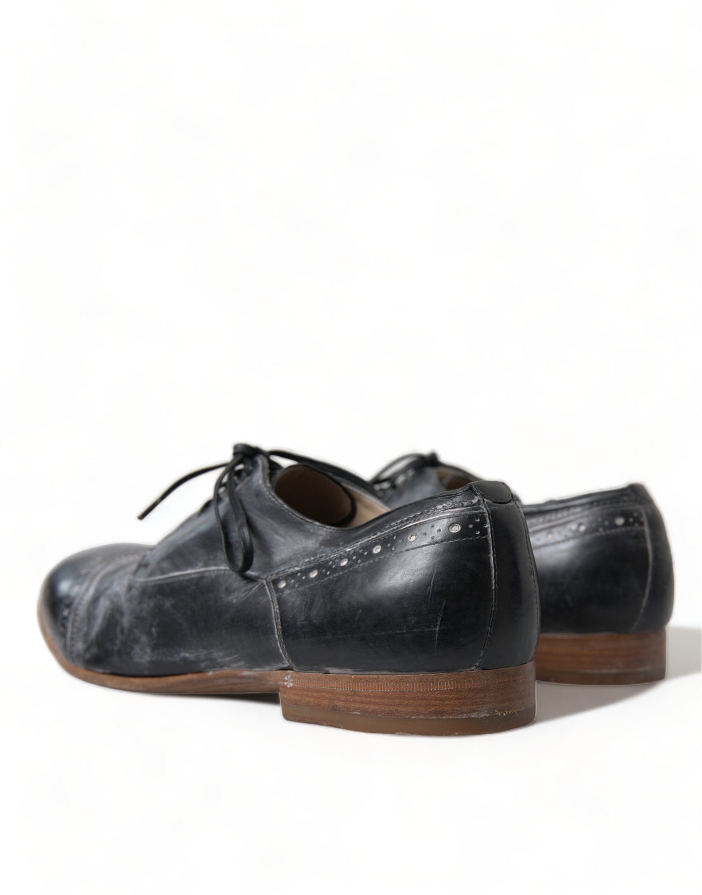 Dolce & Gabbana Black Leather Lace Up Formal Derby Dress Shoes