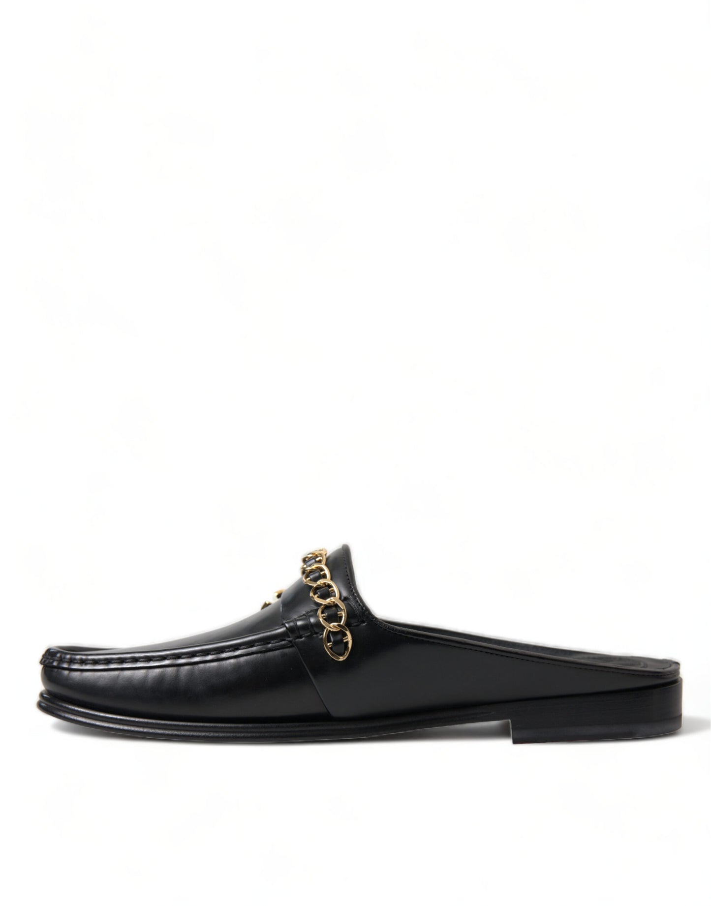 Dolce & Gabbana Black Leather Visconti Slippers Dress Shoes