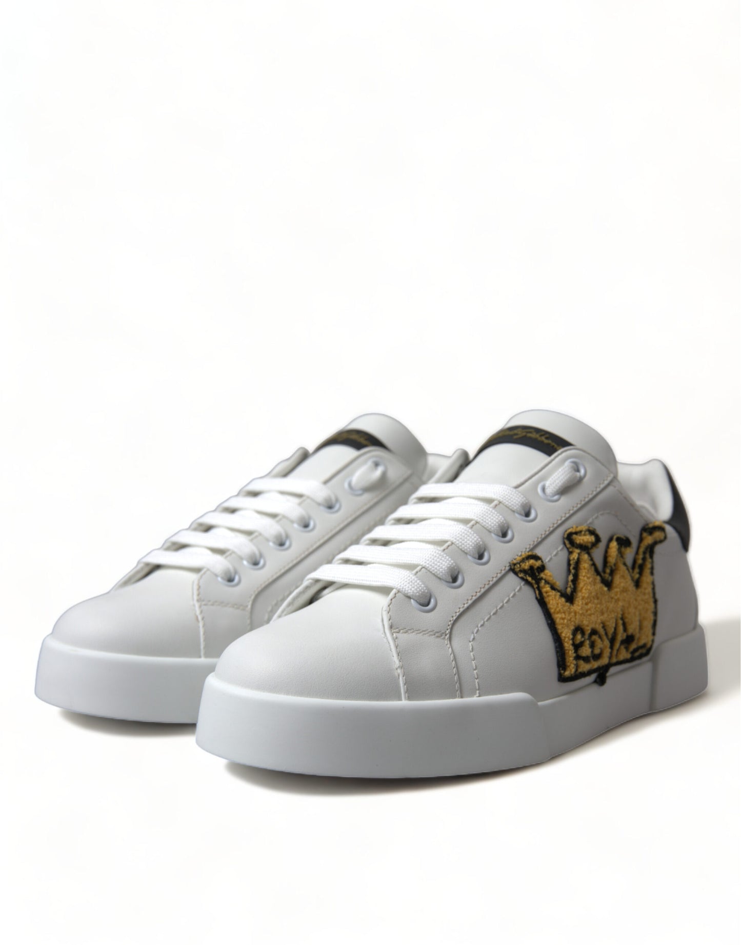 Dolce & Gabbana Elegant Leather Low Top Sneakers - Royal Crown Patch