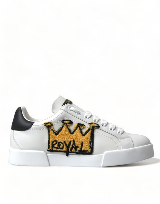 Dolce & Gabbana Elegant Leather Low Top Sneakers - Royal Crown Patch