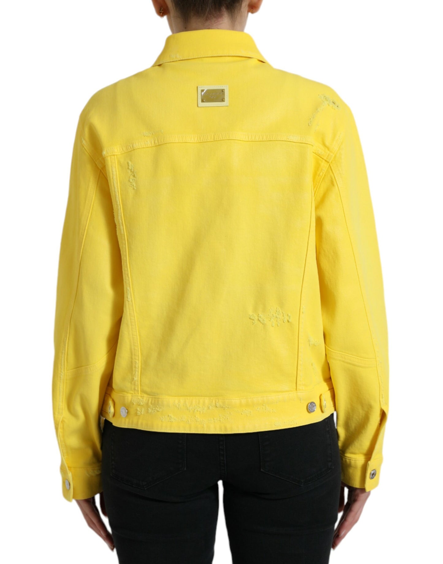 Dolce & Gabbana Yellow Cotton DENIM Jeans Button Coat Jacket