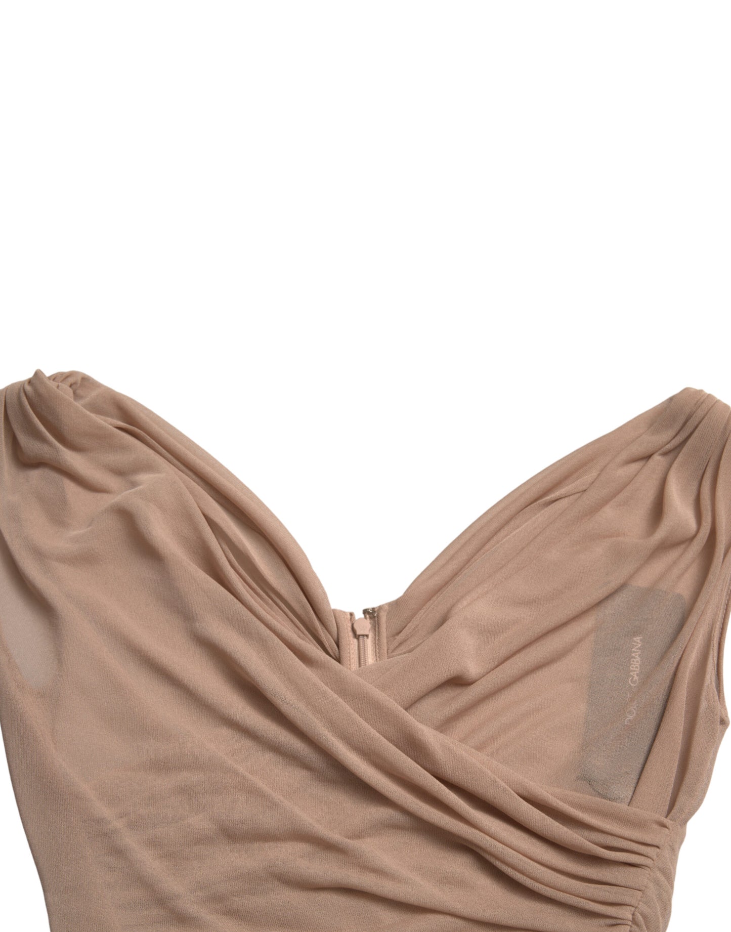 Dolce & Gabbana Beige Viscose V-neck Sleeveless Tank Top