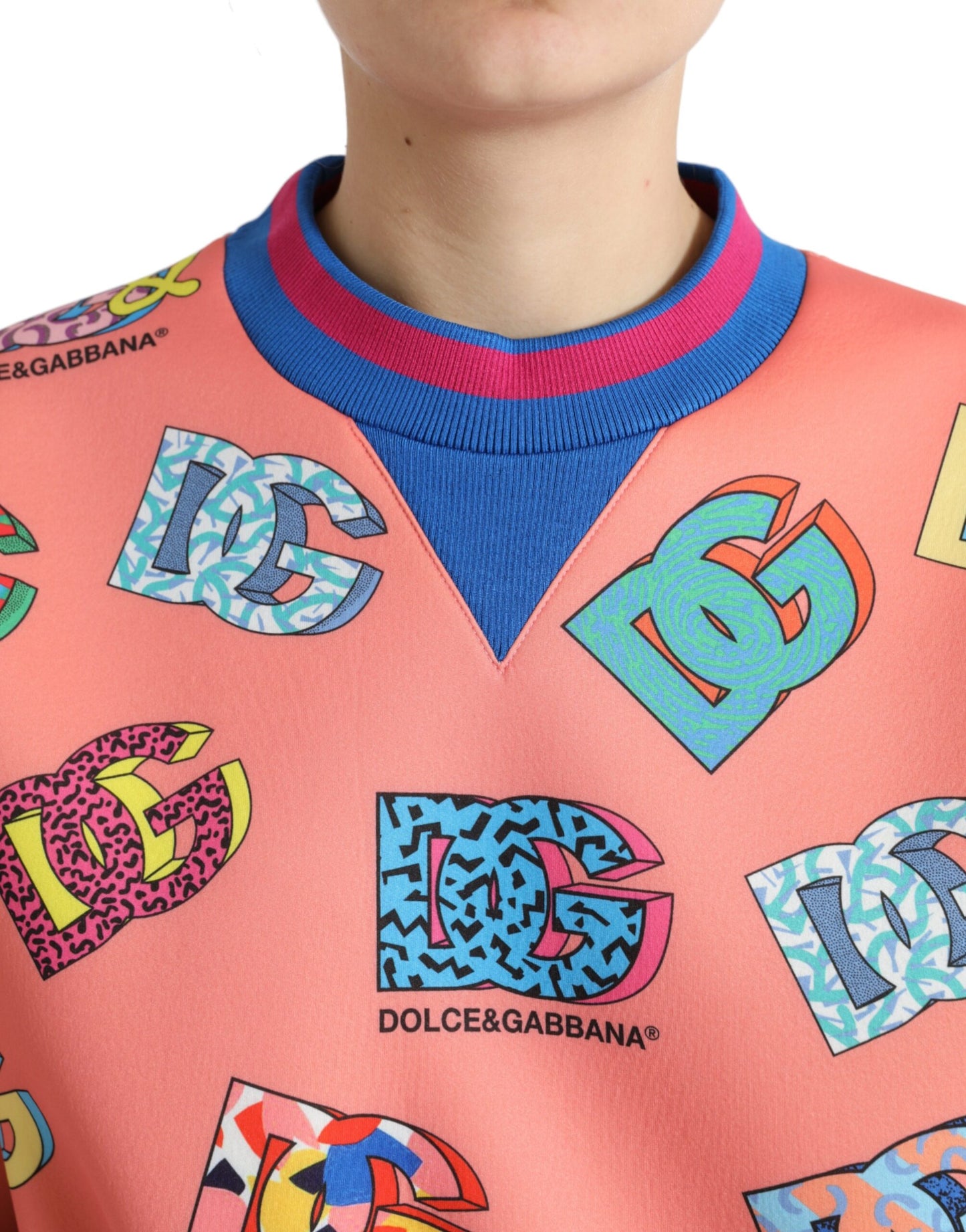 Dolce & Gabbana Salmon Pink Logo Print Sweatshirt Sweater