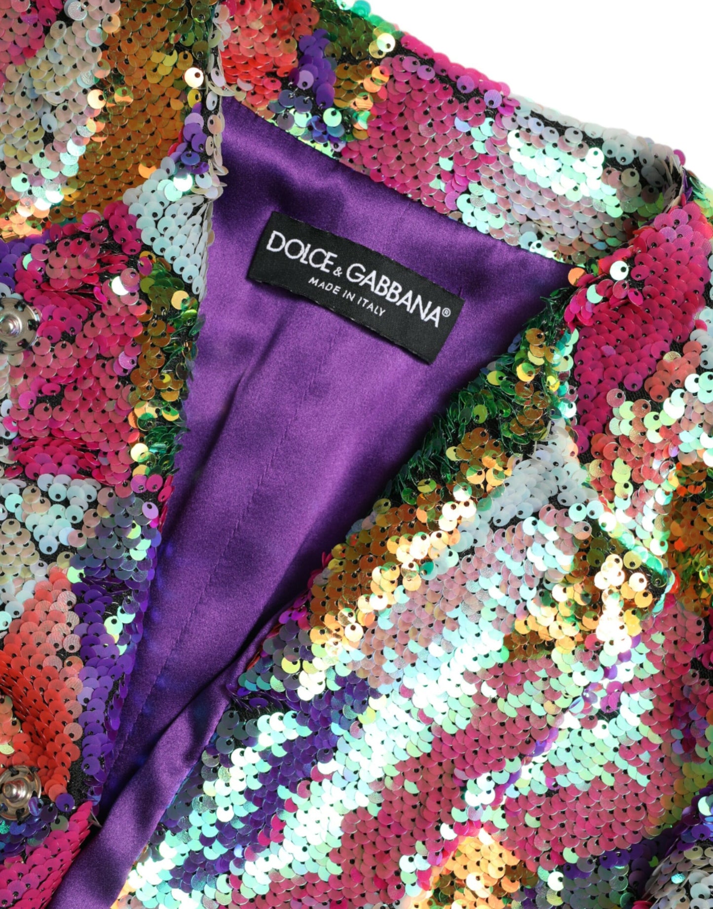 Dolce & Gabbana Multicolor Polyester Sequined Coat Jacket