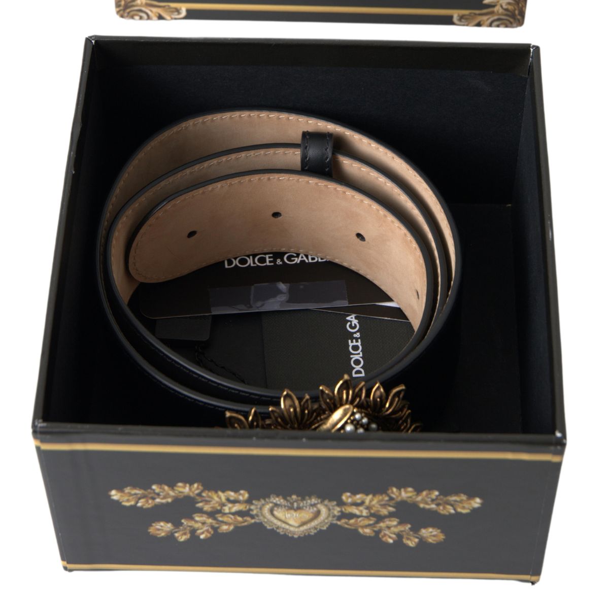 Dolce & Gabbana Elegant Black Leather Devotion Belt