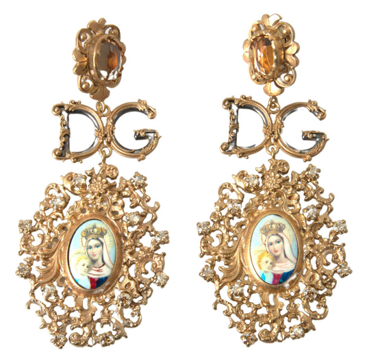 Dolce & Gabbana Elegant Gold Crystal Clip-On Earrings